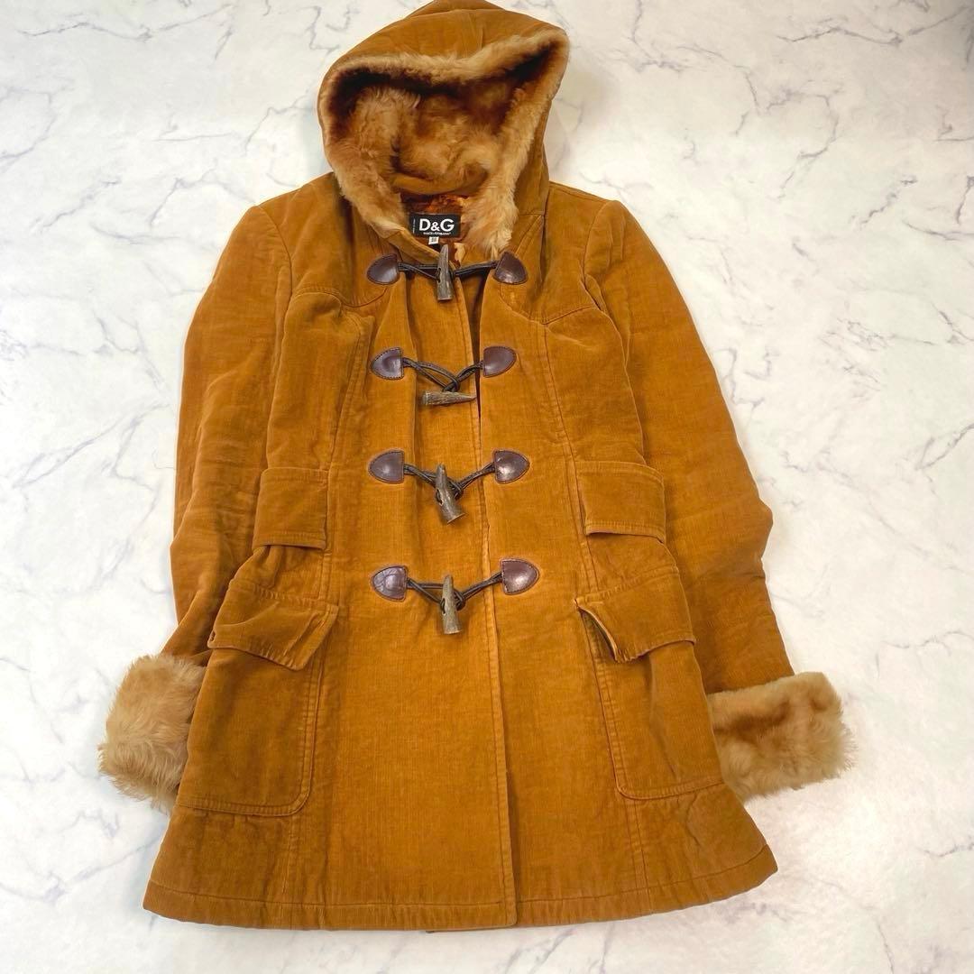 D&G ドルチェアンドガッバーナ　コーデュロイダッフルコート　ファー　40 茶色