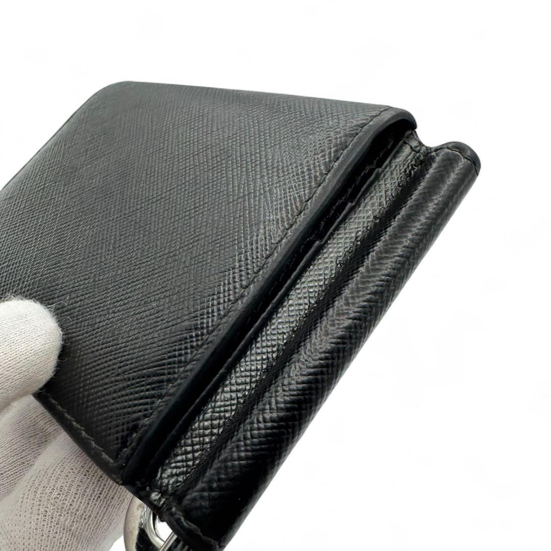 美品　プラダ　マネークリップ サフィアーノレザー 三つ折り カードケース