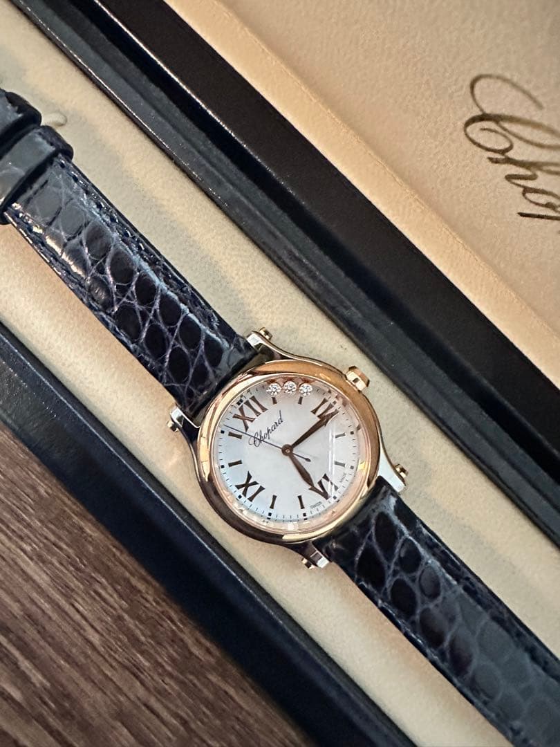 【替えベルト、証明書付】ショパールハッピースポーツ 278590-6001