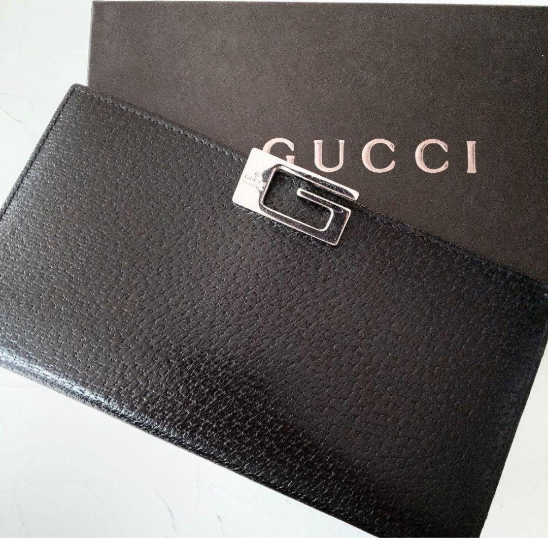 ☆値引中☆財布 メンズ 二ツ折リ ブランド グッチ ロゴクリップ 黒