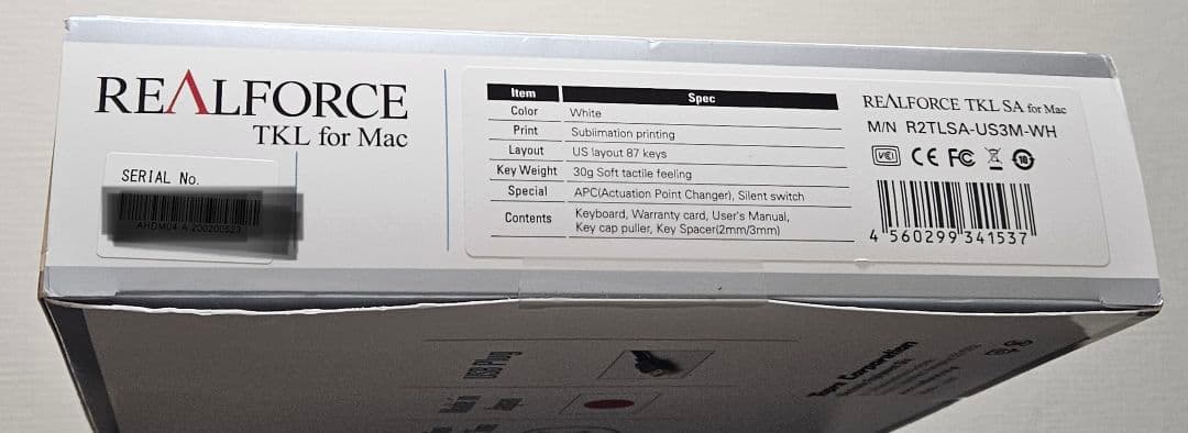 中古良品 REALFORCE TKL SA for Mac 英字配列版 1箱