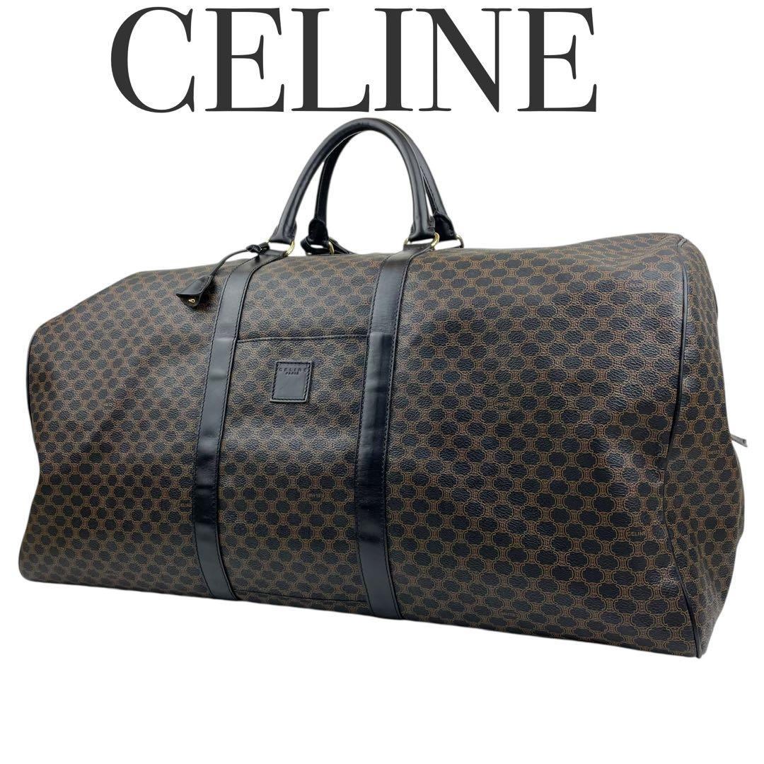 セリーヌ　ボストンバッグ ハンドバッグ 黒マカダム トリオンフ PVC レザー