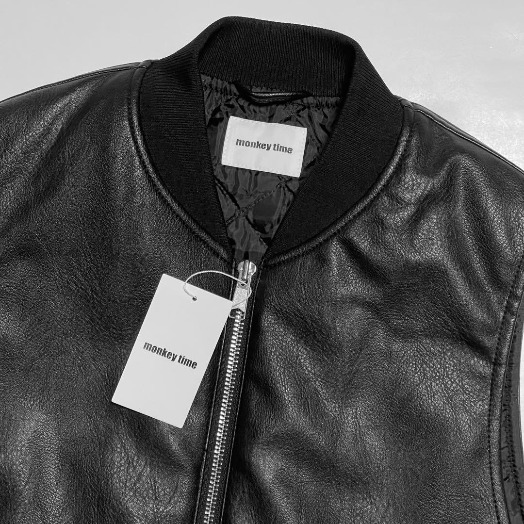 monkey time FAUX LTHR ZIP VEST/ベスト（L）