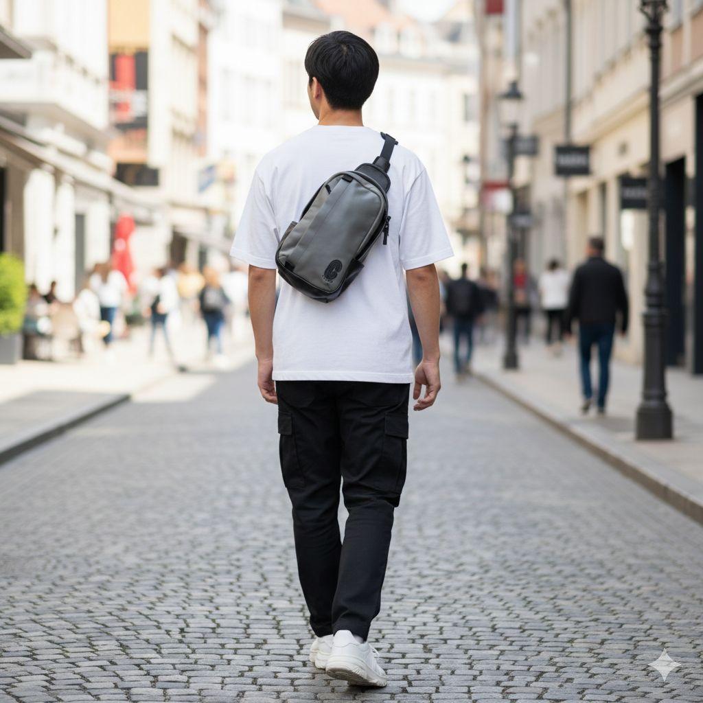 極美品 コーチ エッジパック ボディバッグ ビジネスバッグ レザー ロゴ グレー