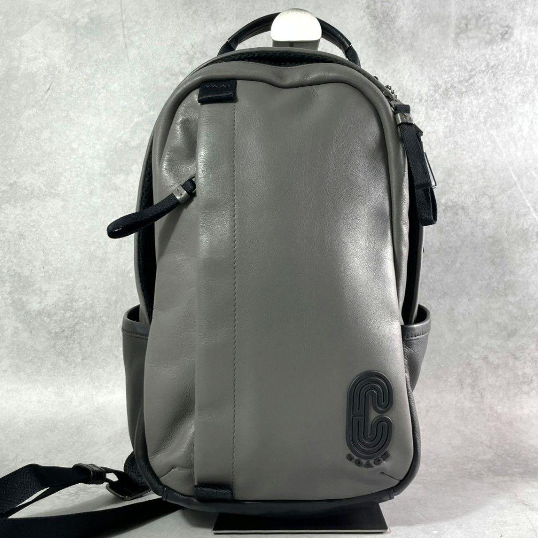 極美品 コーチ エッジパック ボディバッグ ビジネスバッグ レザー ロゴ グレー