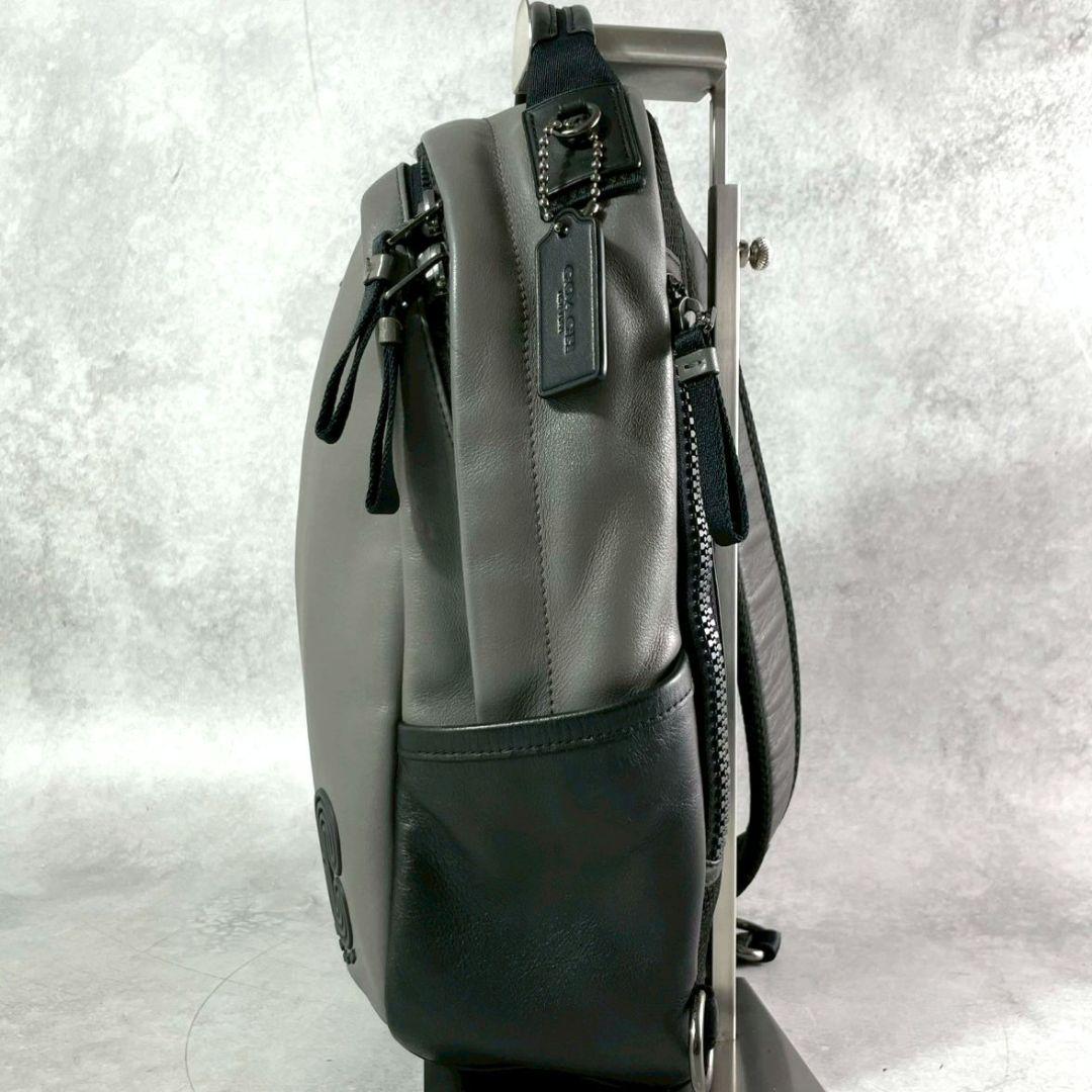 極美品 コーチ エッジパック ボディバッグ ビジネスバッグ レザー ロゴ グレー