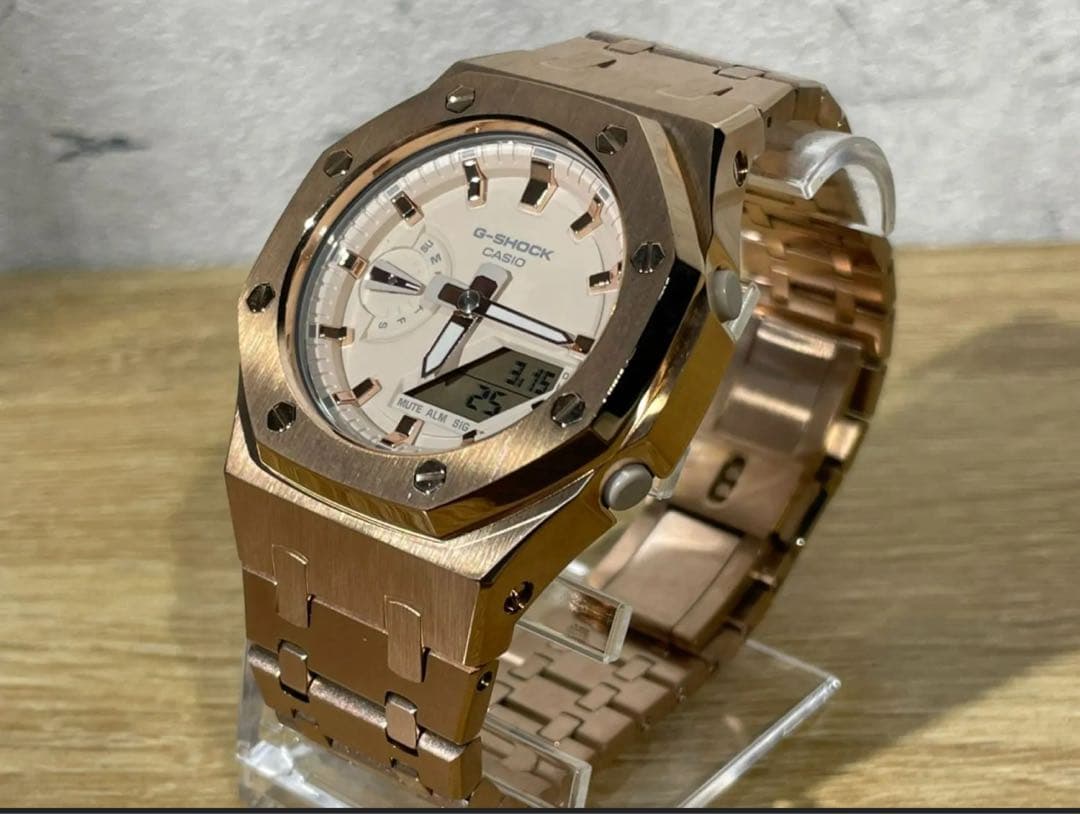 ガラスコーティング済み　カシオGショック ピンクゴールドGMA-S2100-4A