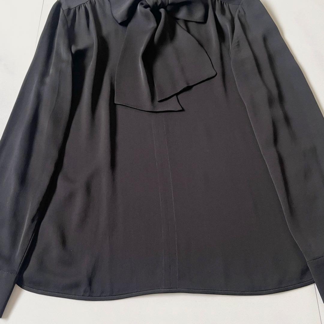 極美品 マックスマーラ ボウタイ ブラウス 白タグ とろみ素材 ストレッチ素材