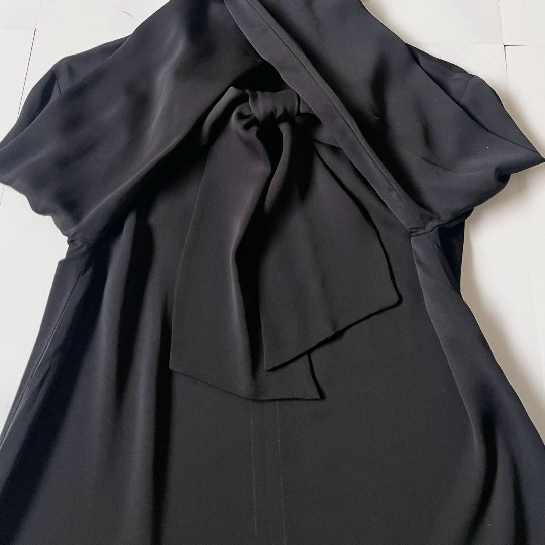 極美品 マックスマーラ ボウタイ ブラウス 白タグ とろみ素材 ストレッチ素材