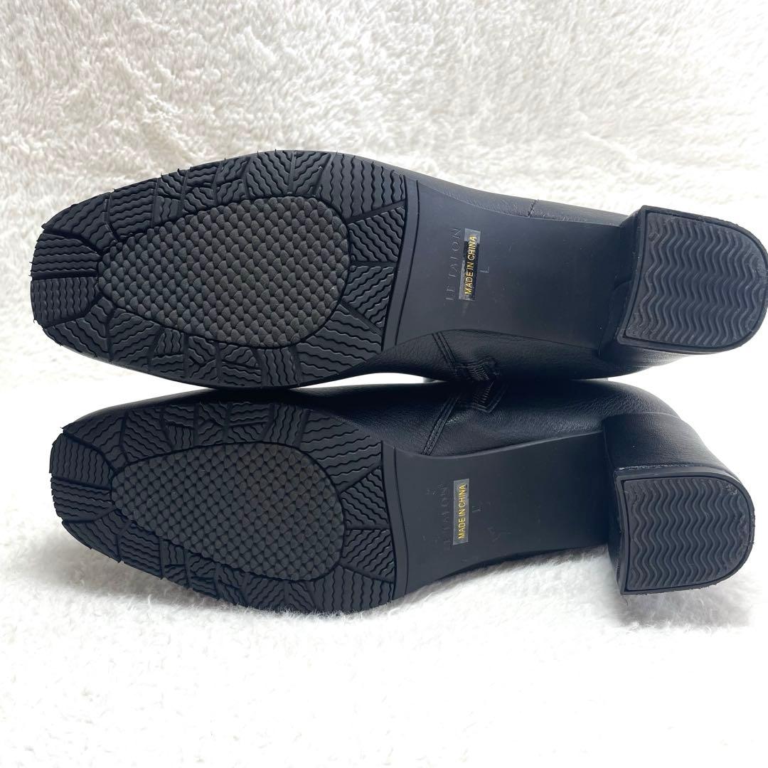 極美品✨LE TALON ストレッチ サイドジップ ショートブーツ 黒 L