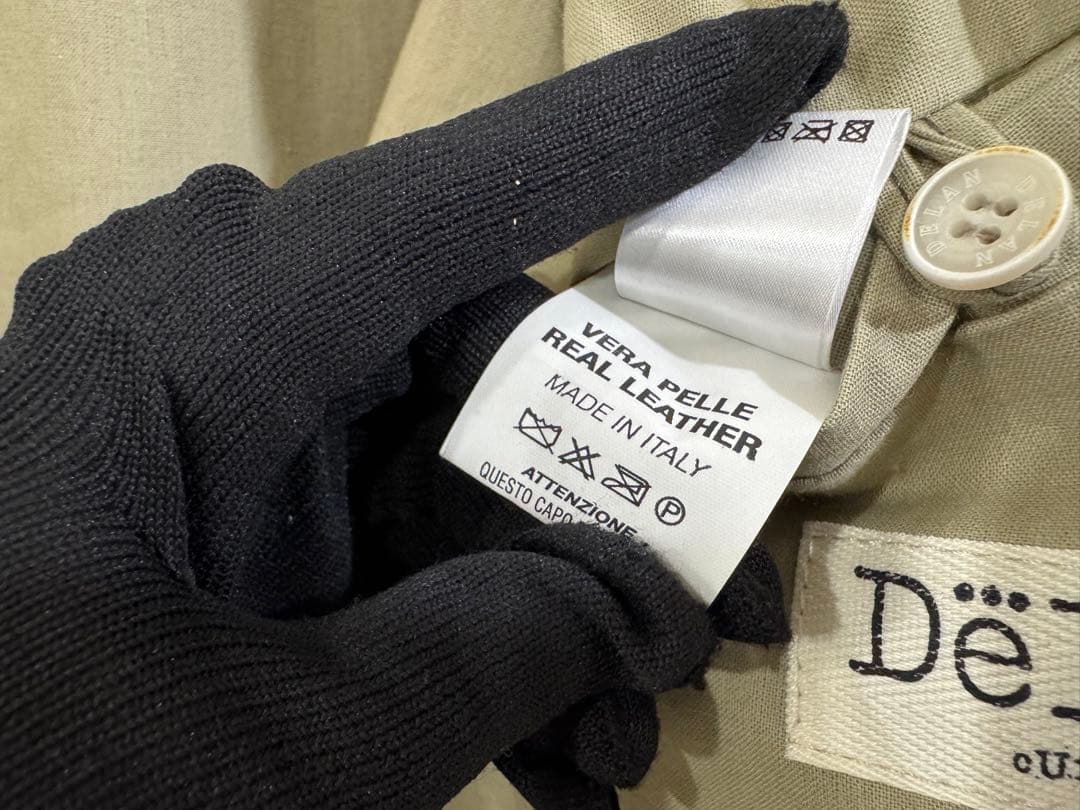 未使用タグ付き Delan デラン ナッパレザー トープカラー ライダース 50