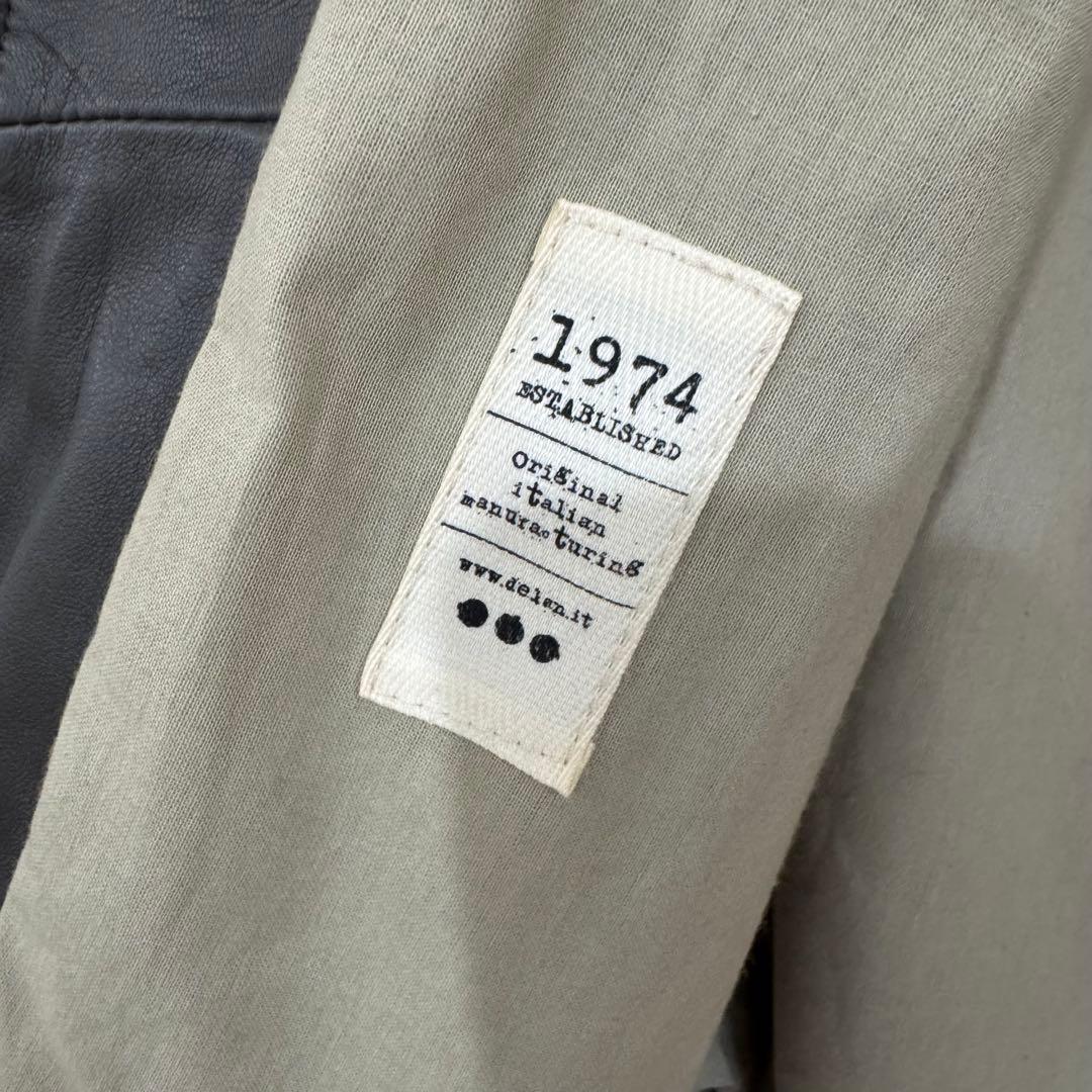 未使用タグ付き Delan デラン ナッパレザー トープカラー ライダース 50