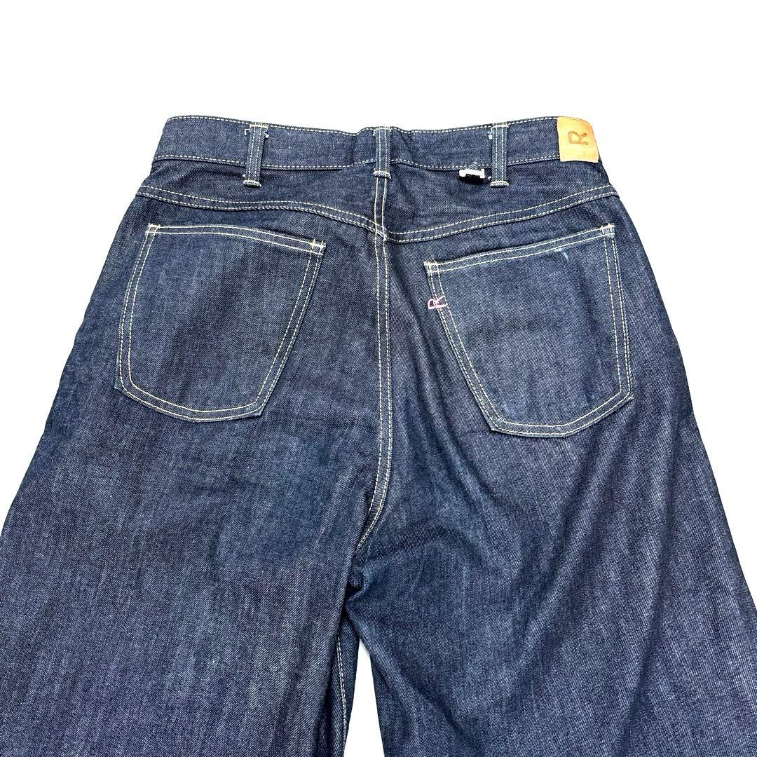 45R ライ麦デニムのバチ比女（一張羅） インディゴ　29 ワイドデニムパンツ