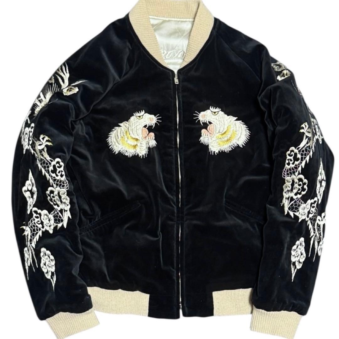 港商 東洋 JS別注 別珍×サテンキルト スーベニアジャケット 黒 サイズ中