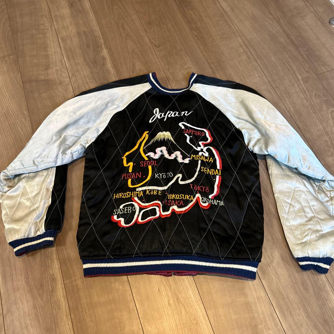 40s 50sヴィンテージスカジャン 鷲赤　Japanマップ黒