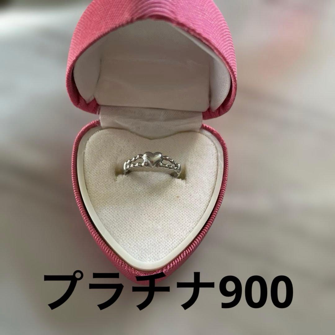 プラチナ900 ハートモチーフ ピンキーリング