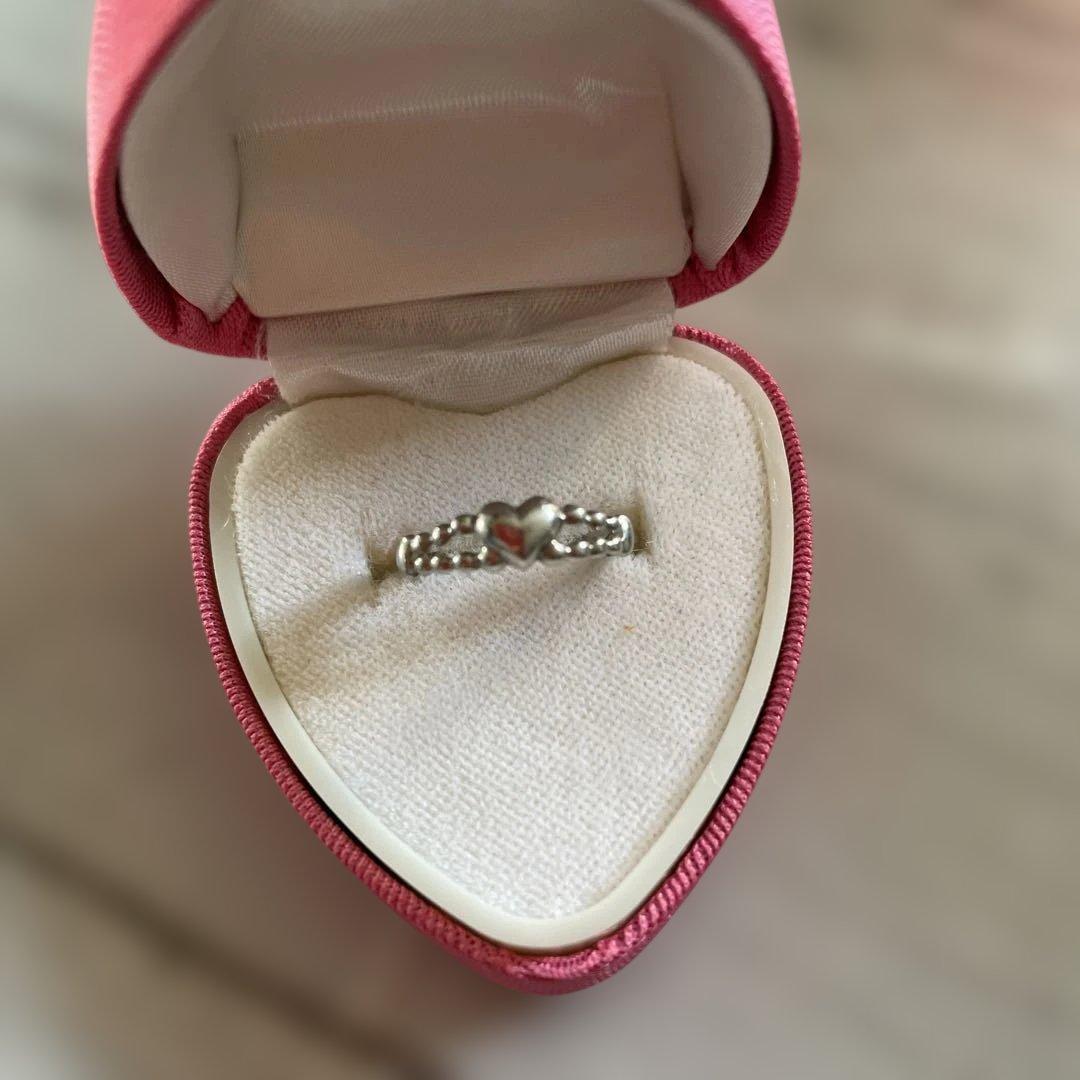 プラチナ900 ハートモチーフ ピンキーリング
