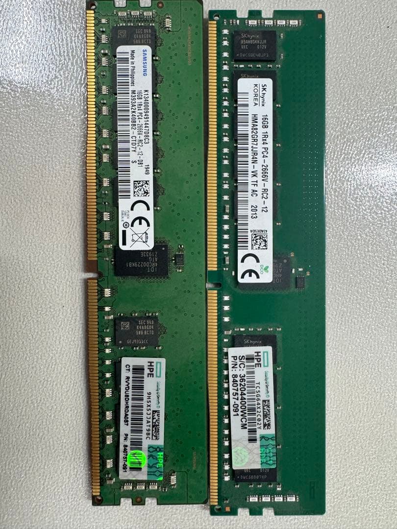DDR4-2666 16GB 2枚 8GB 4枚 サーバー用