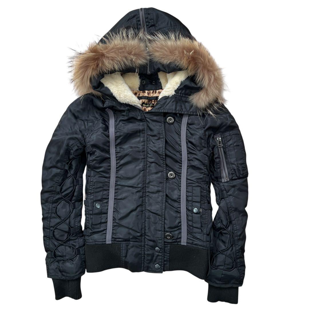 AVIREX　フライトジャケット　N-2B　Y2K　レオパード　黒　M