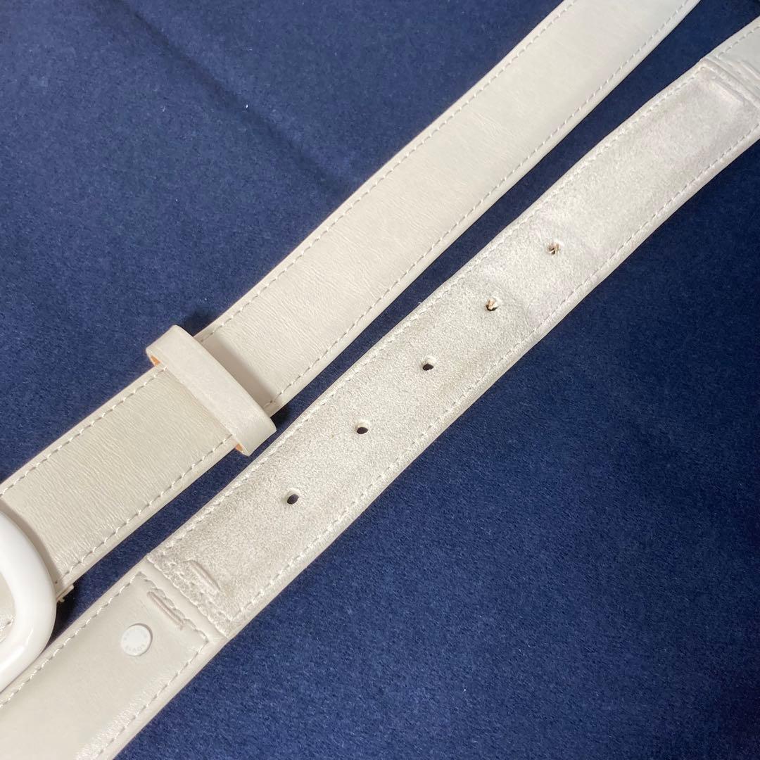 E9201 LOUIS VUITTON ヴィトン ホワイトレザー ベルト メンズ