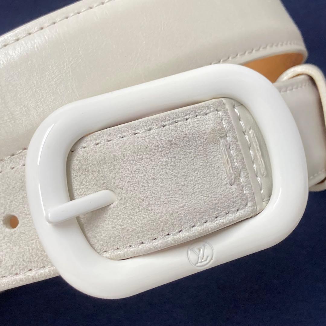 E9201 LOUIS VUITTON ヴィトン ホワイトレザー ベルト メンズ