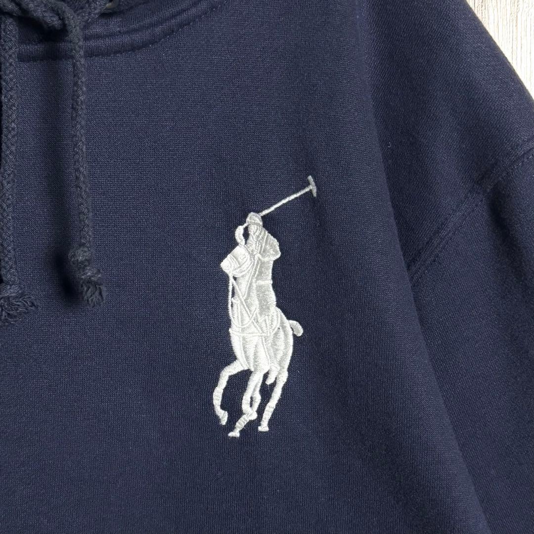 3706【希少XL・美品】90s ラルフローレン ビッグポニー刺繍ロゴ パーカー