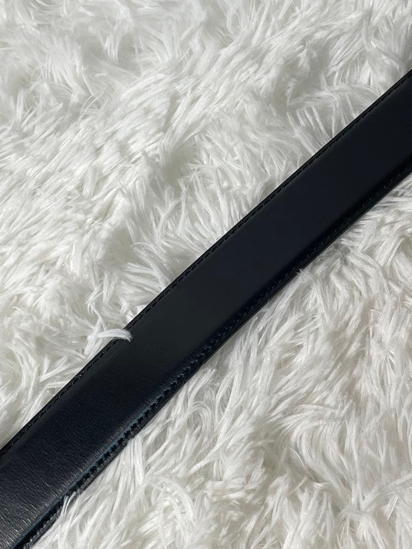 BVLGARI 本革　レザーベルト シルバーバックル リバーシブル仕様 ブラック