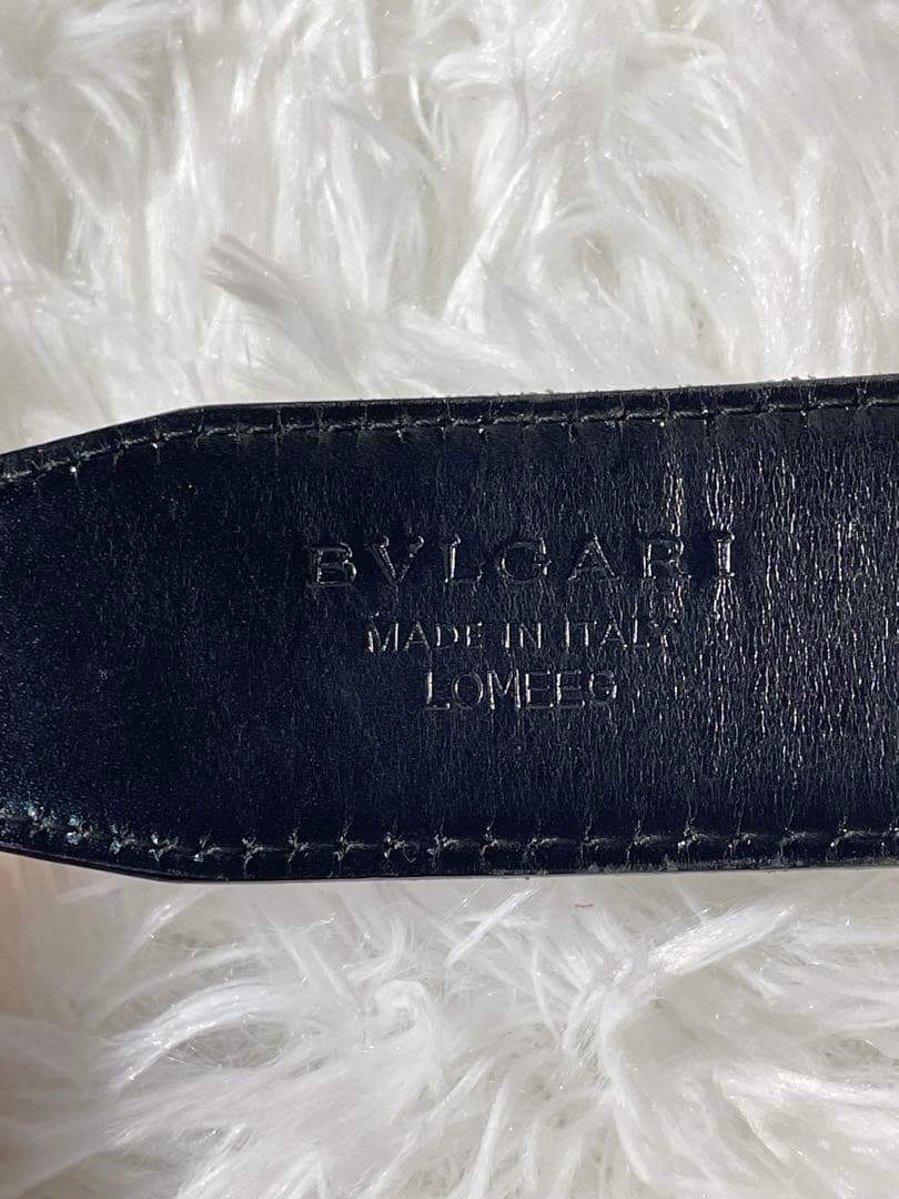 BVLGARI 本革　レザーベルト シルバーバックル リバーシブル仕様 ブラック