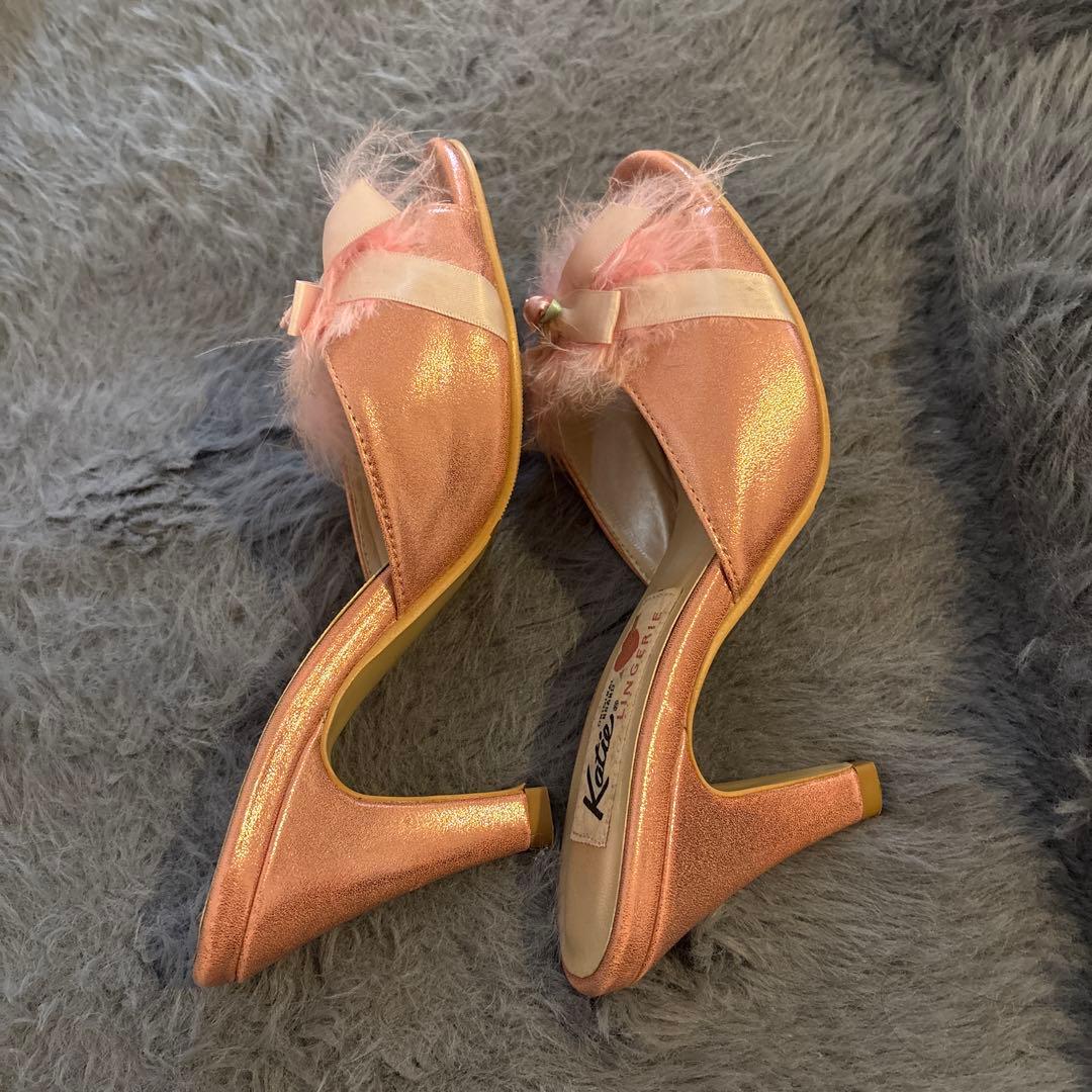 Katie ピンク ファーサンダル　ミュール