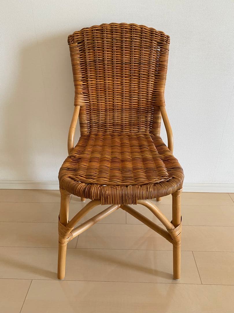 ラタン編み込みスタイル椅子 ブラウン