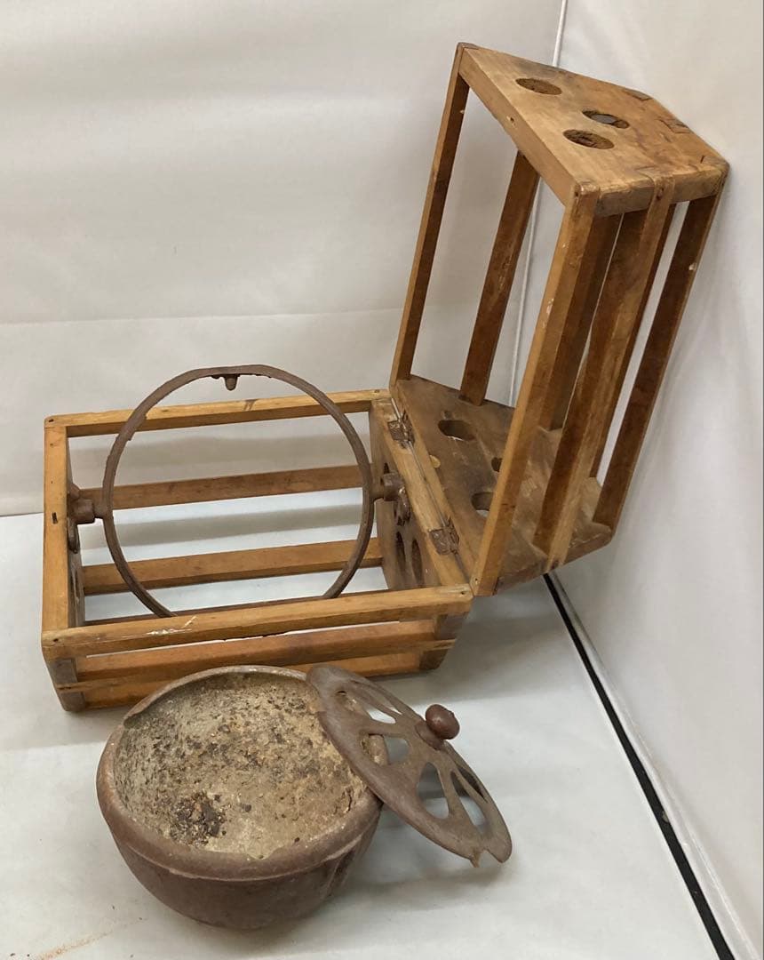 B315s 六角形回転安全炬燵　大正昭和レトロ　アンティック　中金具は鉄製