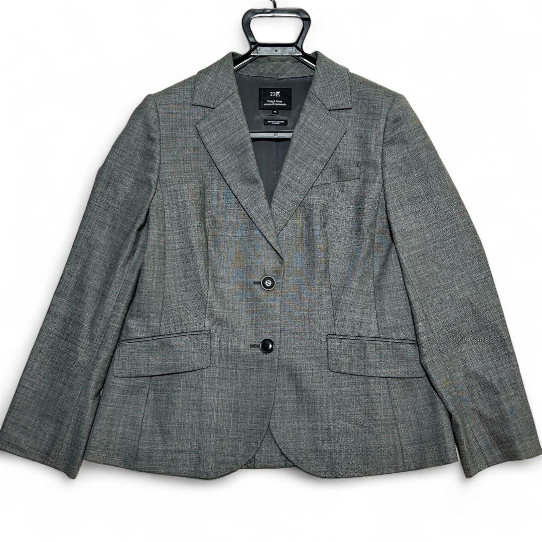23区 パンツスーツ 3XL 46 大きいサイズ グレー ウール ママスーツ