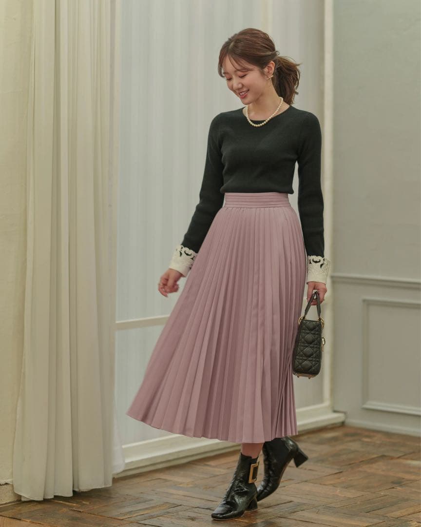 メゾンエシェル/レースカフスリブニット