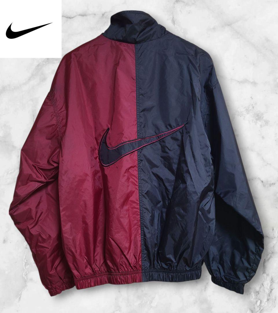 げ*き様 90s Nike ナイロンジャケット M エンジ/黒