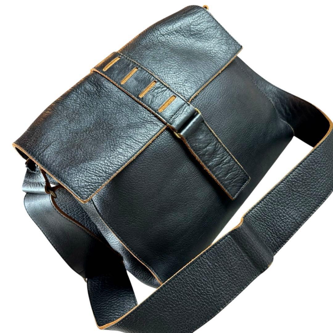 【6/10限定価格】Y’s ワイズ　ショルダーバッグ　メッセンジャー　レザー　黒