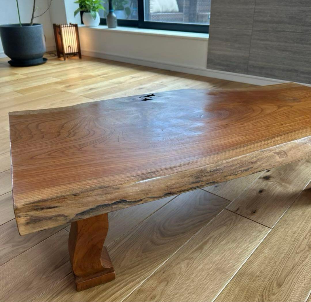 【しお様限定】一枚板けやき総欅造 ローテーブル座敷机昭和後期106✖︎63