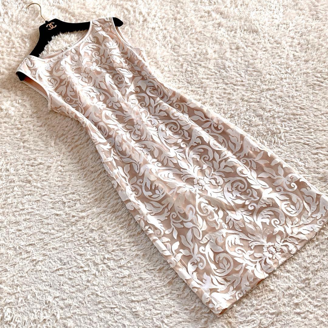 【美品】タダシショージ シンメトリーチュールレースドレス 幾何学模様 ワンピース