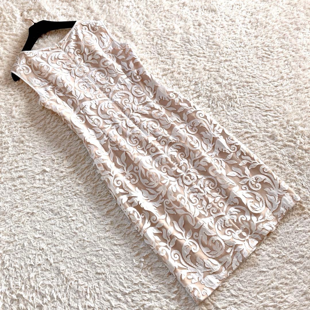 【美品】タダシショージ シンメトリーチュールレースドレス 幾何学模様 ワンピース