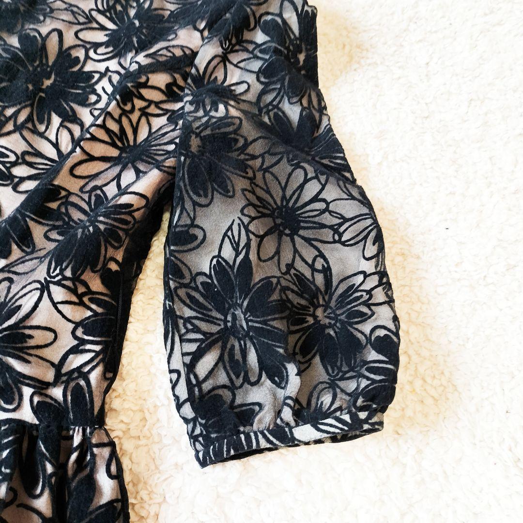 【極美品】エムズグレイシー 7分袖 ワンピース Aライン 花柄 Mサイズ