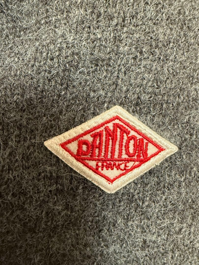 新品タグ付／DANTON ダントン ❤️ニット グレー ロゴワッペン❤️極暖