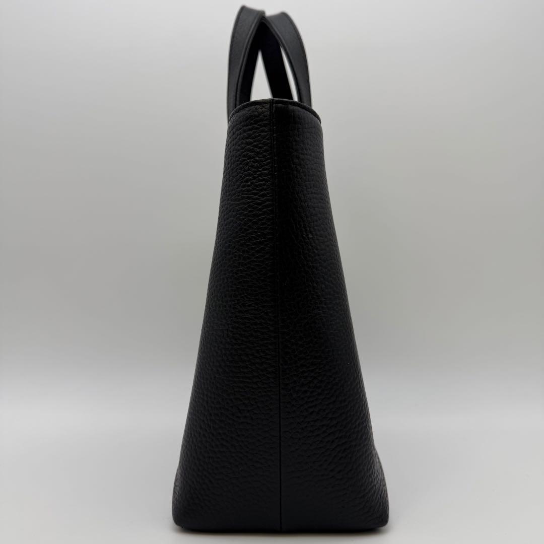 【極美品】HushTug ハッシュタグ ジップミニトート ブラック シボ革