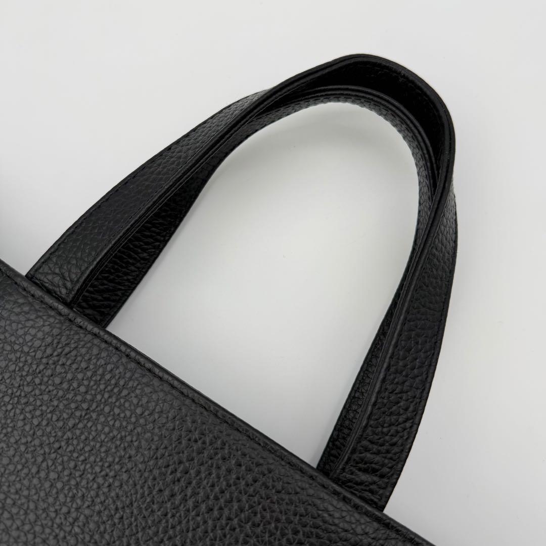 【極美品】HushTug ハッシュタグ ジップミニトート ブラック シボ革