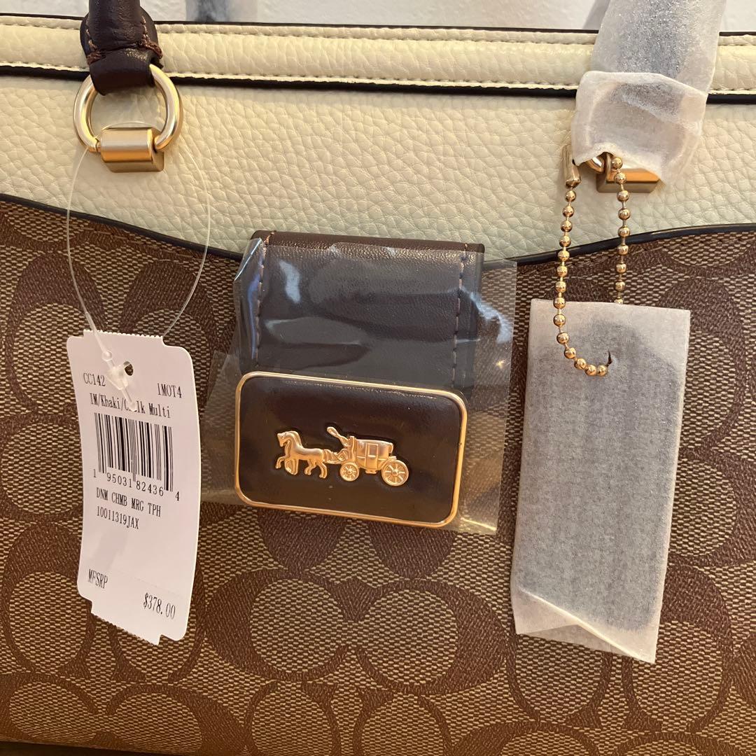 Coach ハンドバッグ ショルダーバックブラウン/アイボリー　ヘビ柄