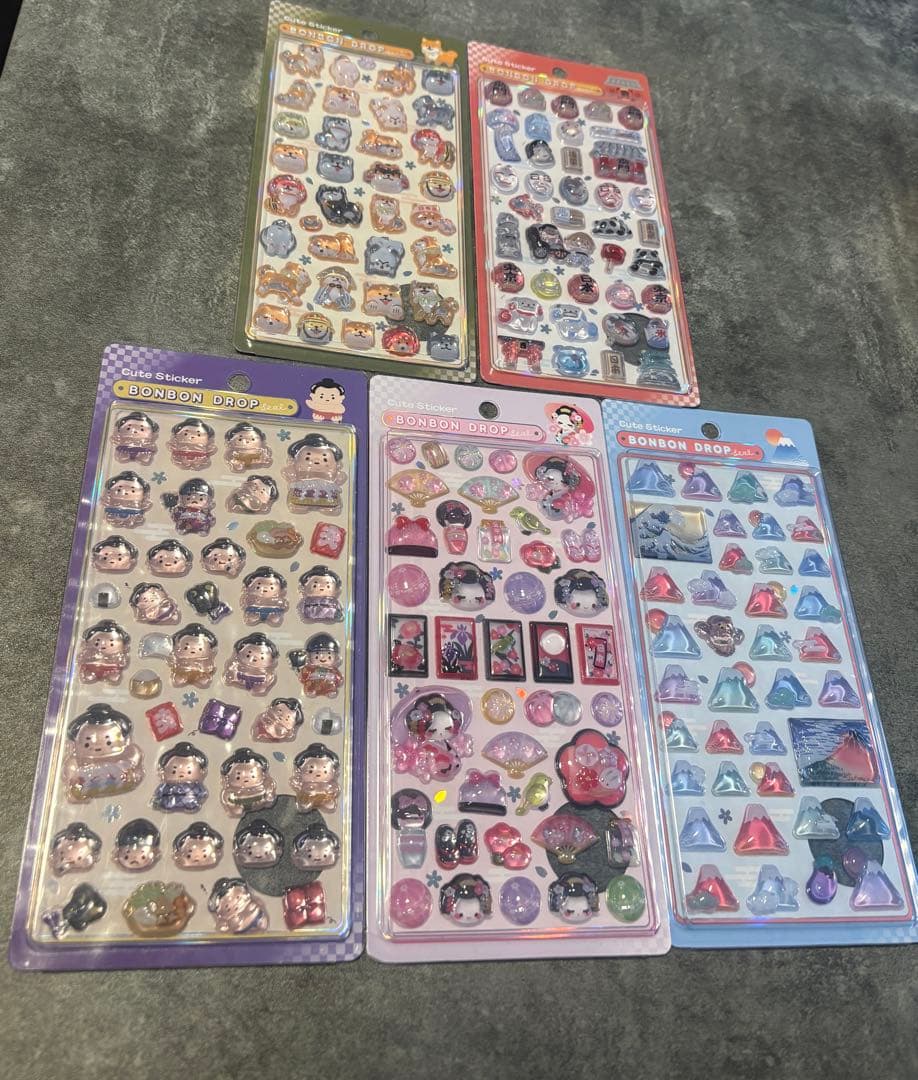 新品未開封　ボンボンドロップシール　和柄 5種