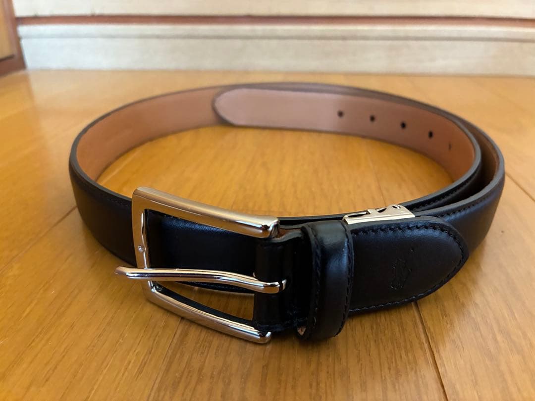 ポロラルフローレン 黒 レザーベルト シルバーのバックル