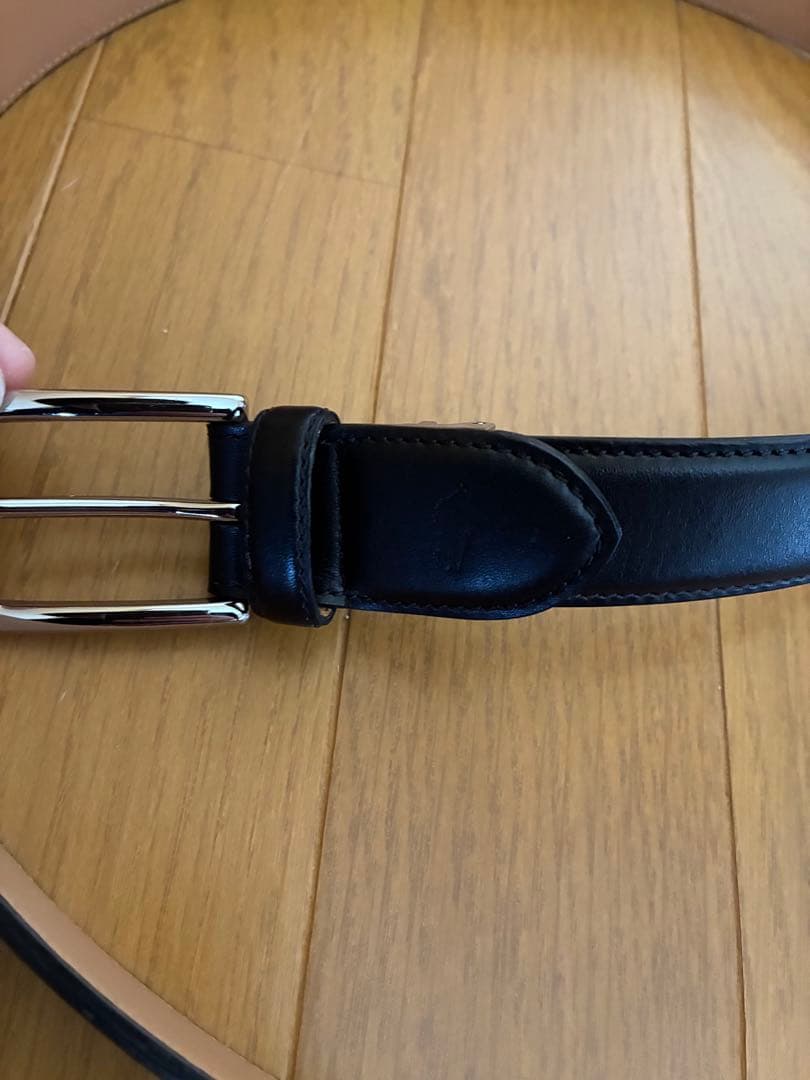ポロラルフローレン 黒 レザーベルト シルバーのバックル