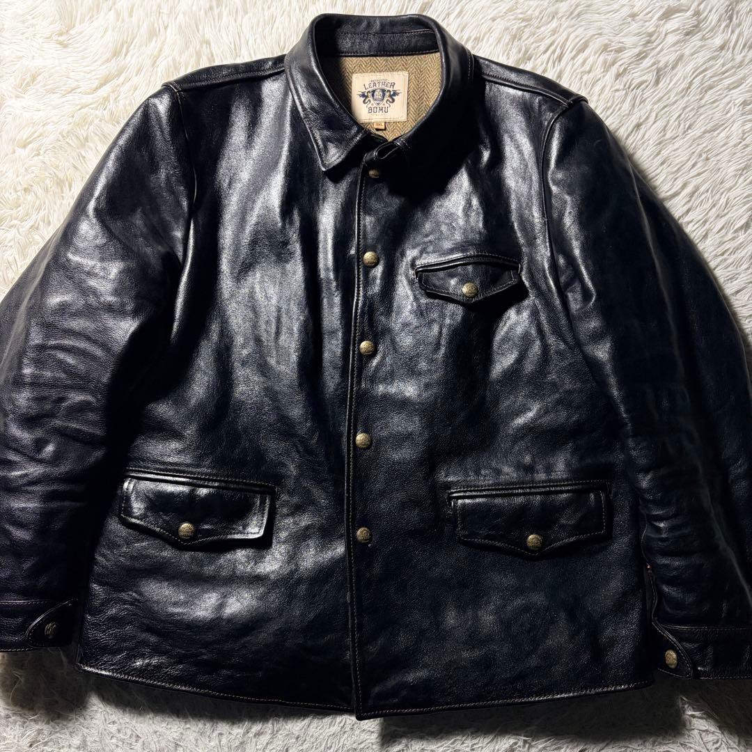 ア*キ様 【所ジョージ着用】LEATHER BOMU レザージャケット　馬革　黒
