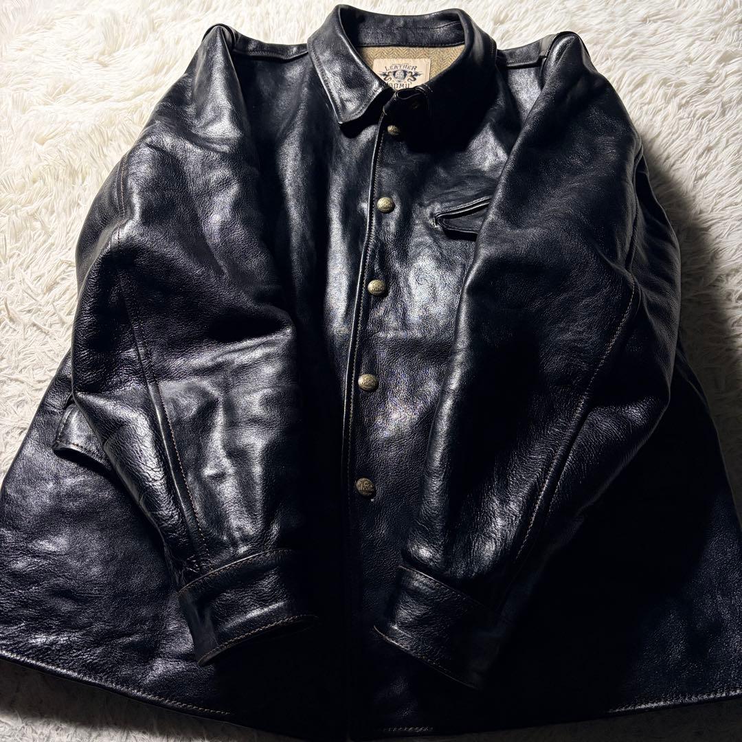 ア*キ様 【所ジョージ着用】LEATHER BOMU レザージャケット　馬革　黒