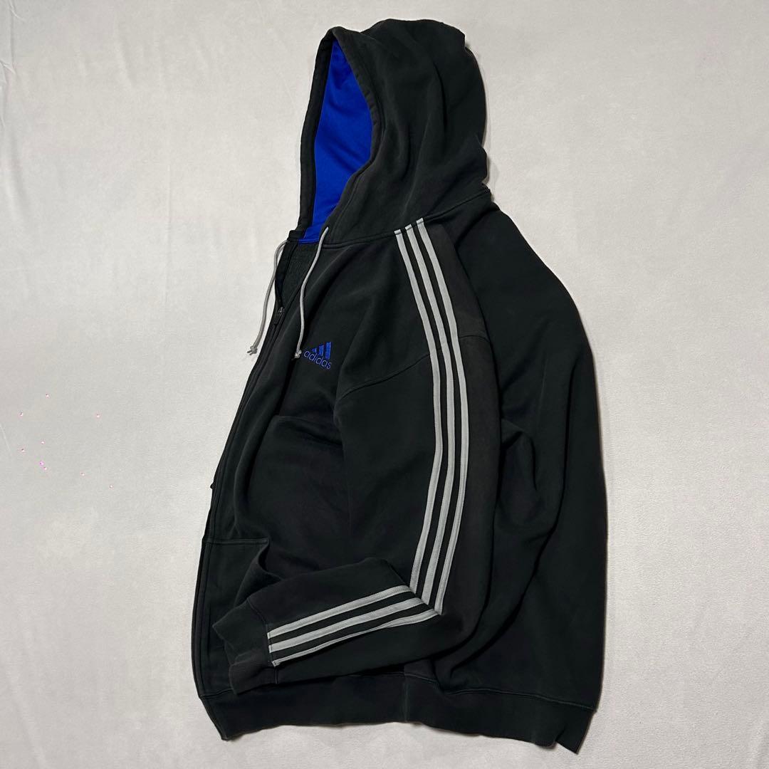 00s Adidas 3XL ジップパーカー ボックスシルエット スミクロ 刺繍