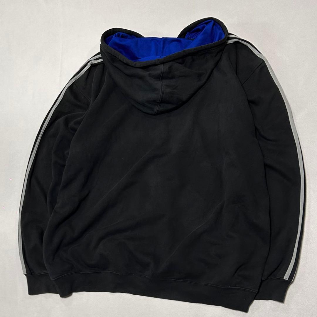 00s Adidas 3XL ジップパーカー ボックスシルエット スミクロ 刺繍